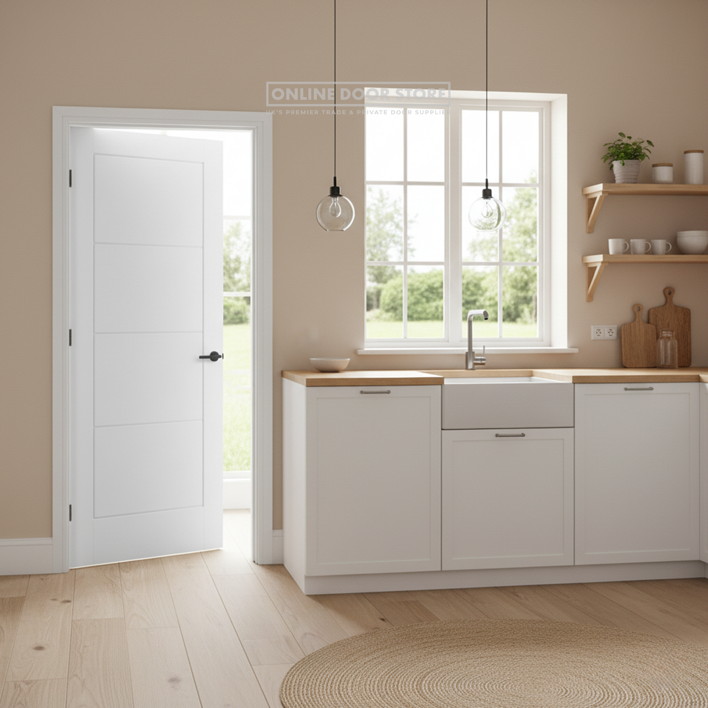 LPD White Moulded Ladder FD30 Fire Door