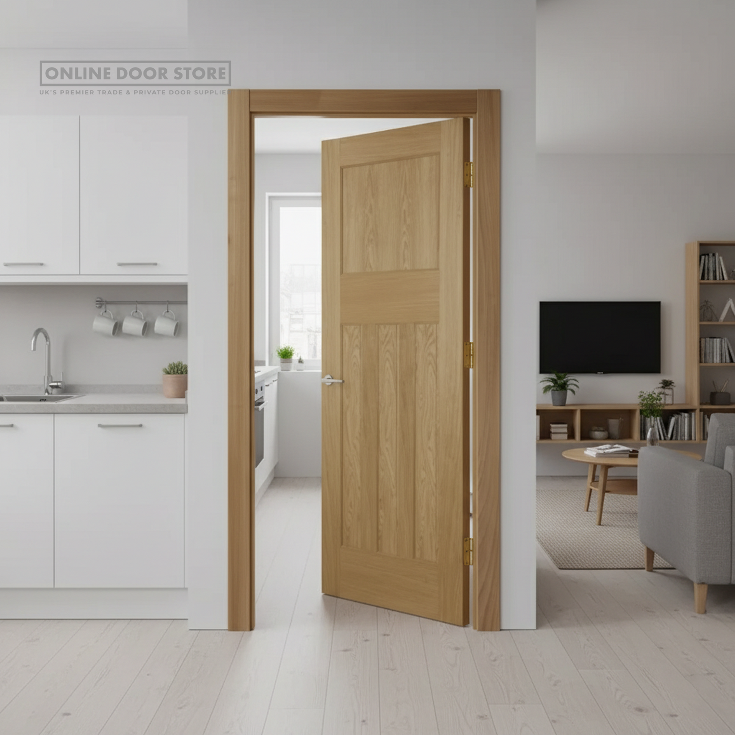 Mendes 1930's Un-Finished Oak 4 Panel FD30 Fire Door