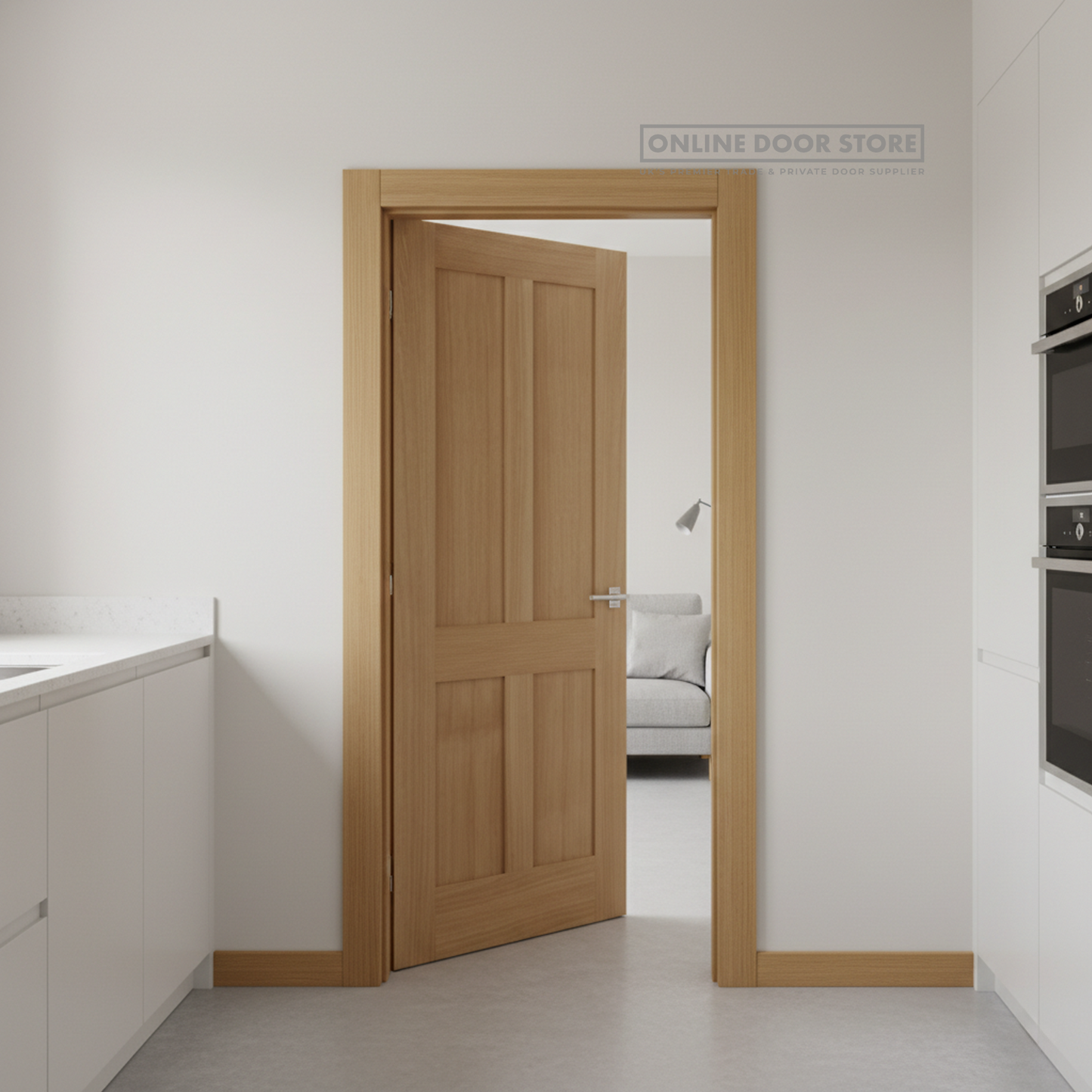 Mendes Bristol Un-Finished Oak 4 Panel Shaker Internal Door