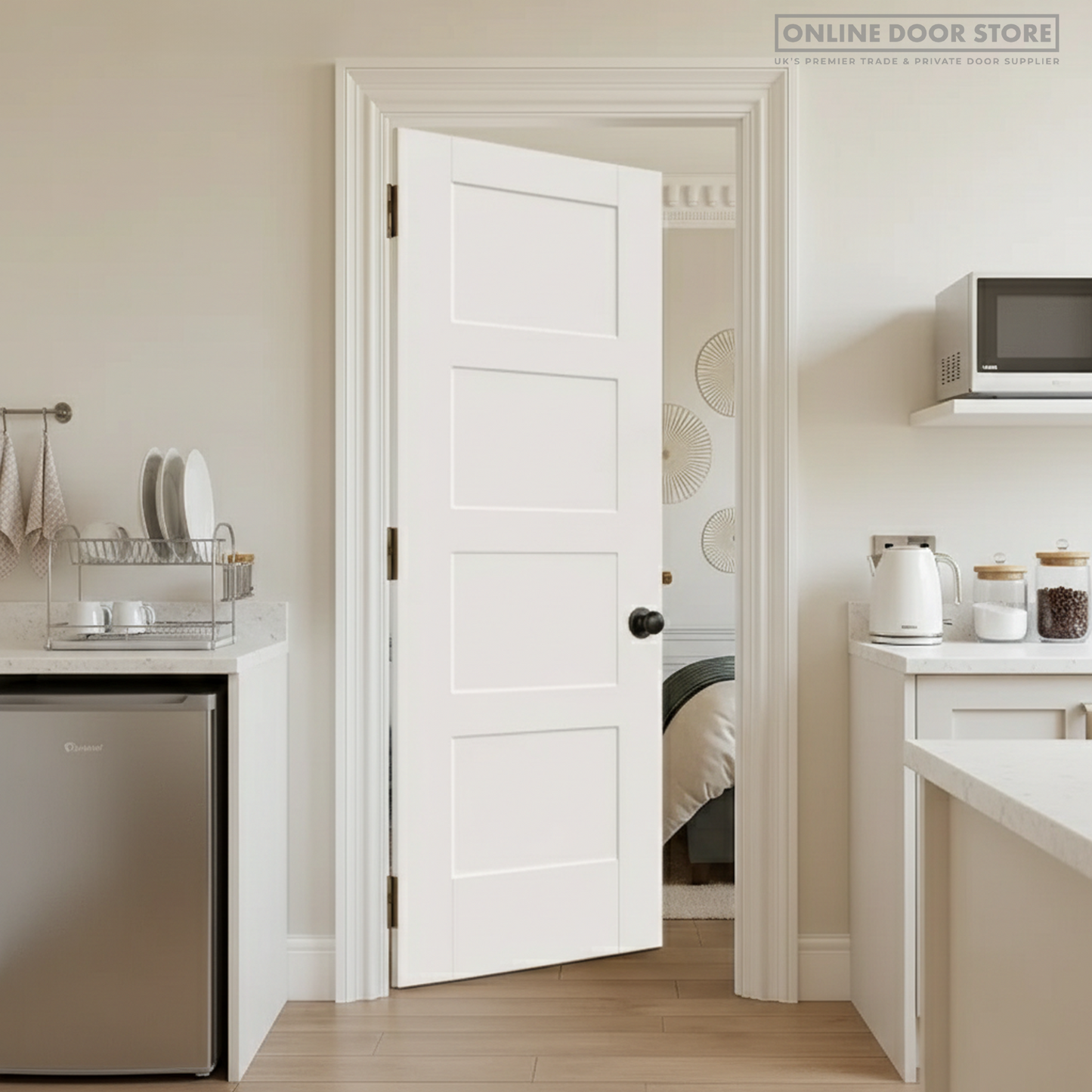 Mendes Contemporary Deluxe White Primed 4 Panel Internal Door