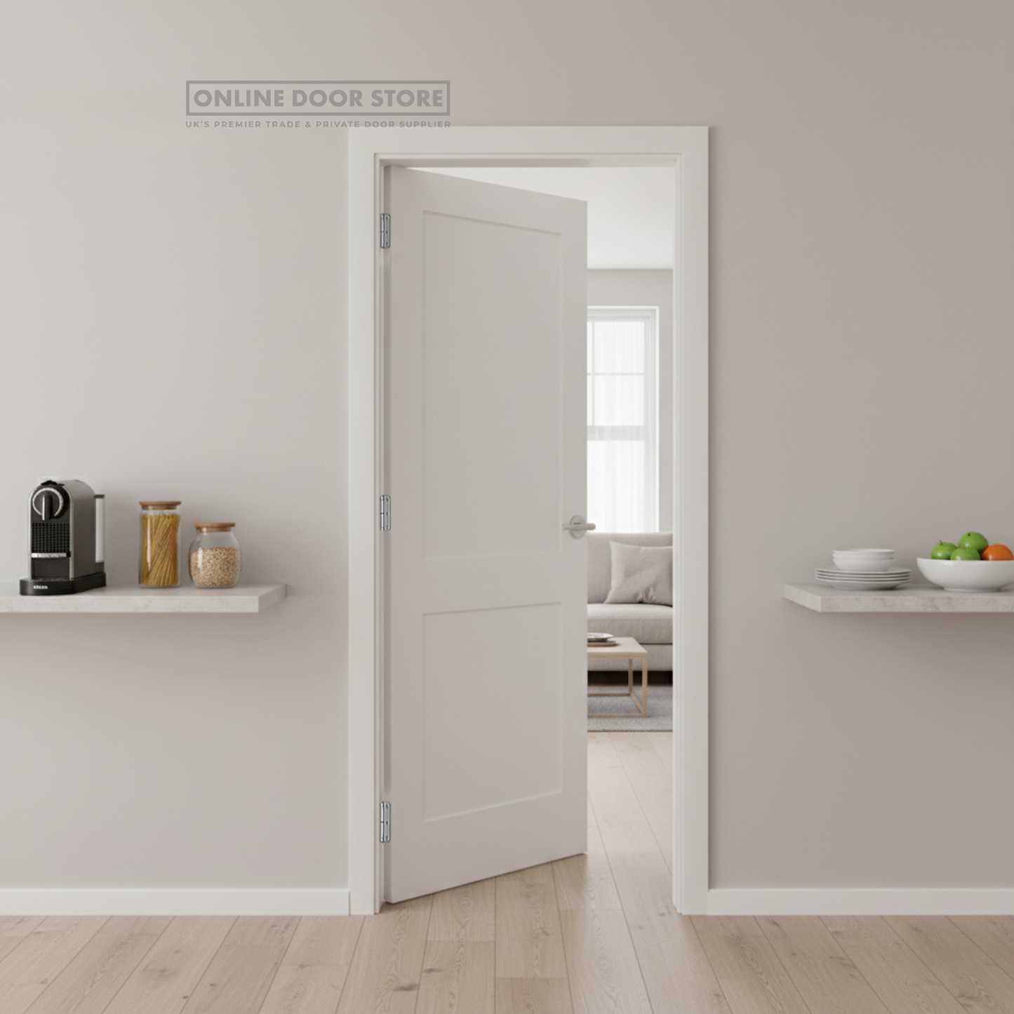 Mendes Deluxe White Primed 2 Panel Shaker Internal Door