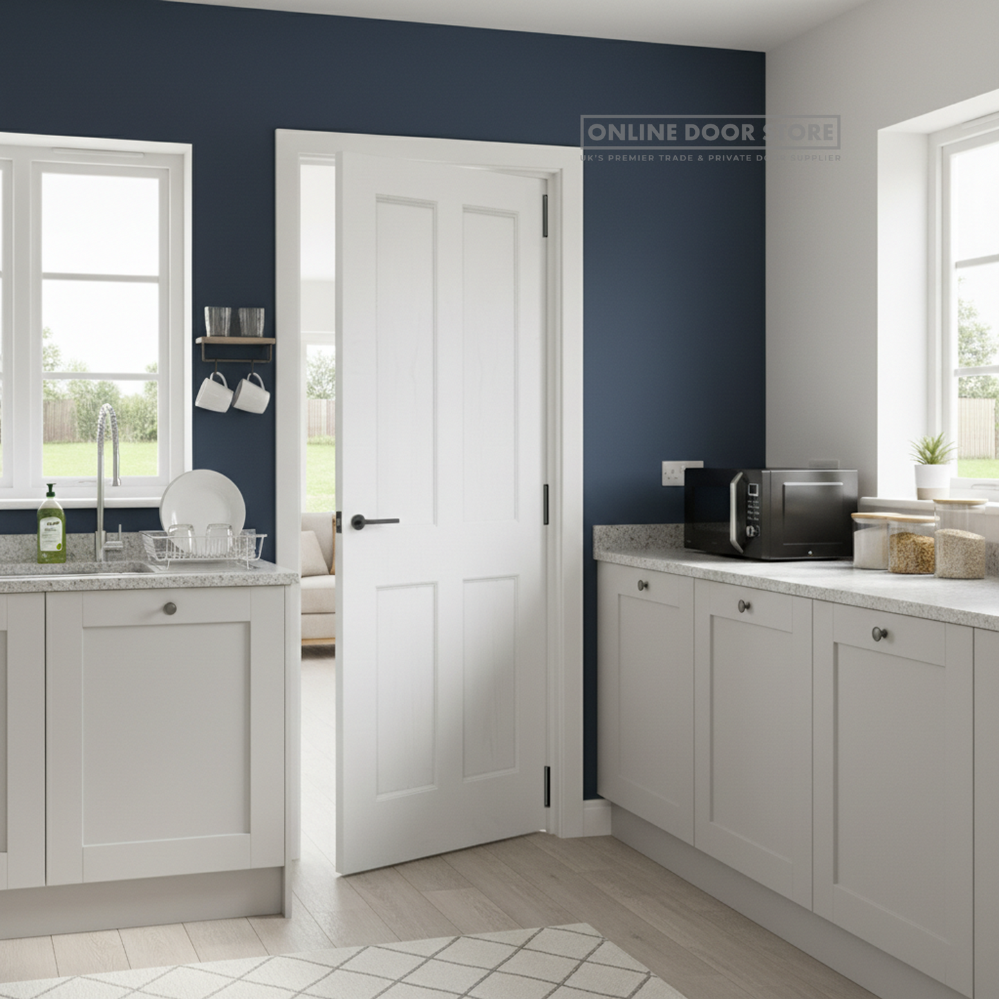 Mendes Essex White Primed Oak 4 Panel Internal FD30 Fire Door