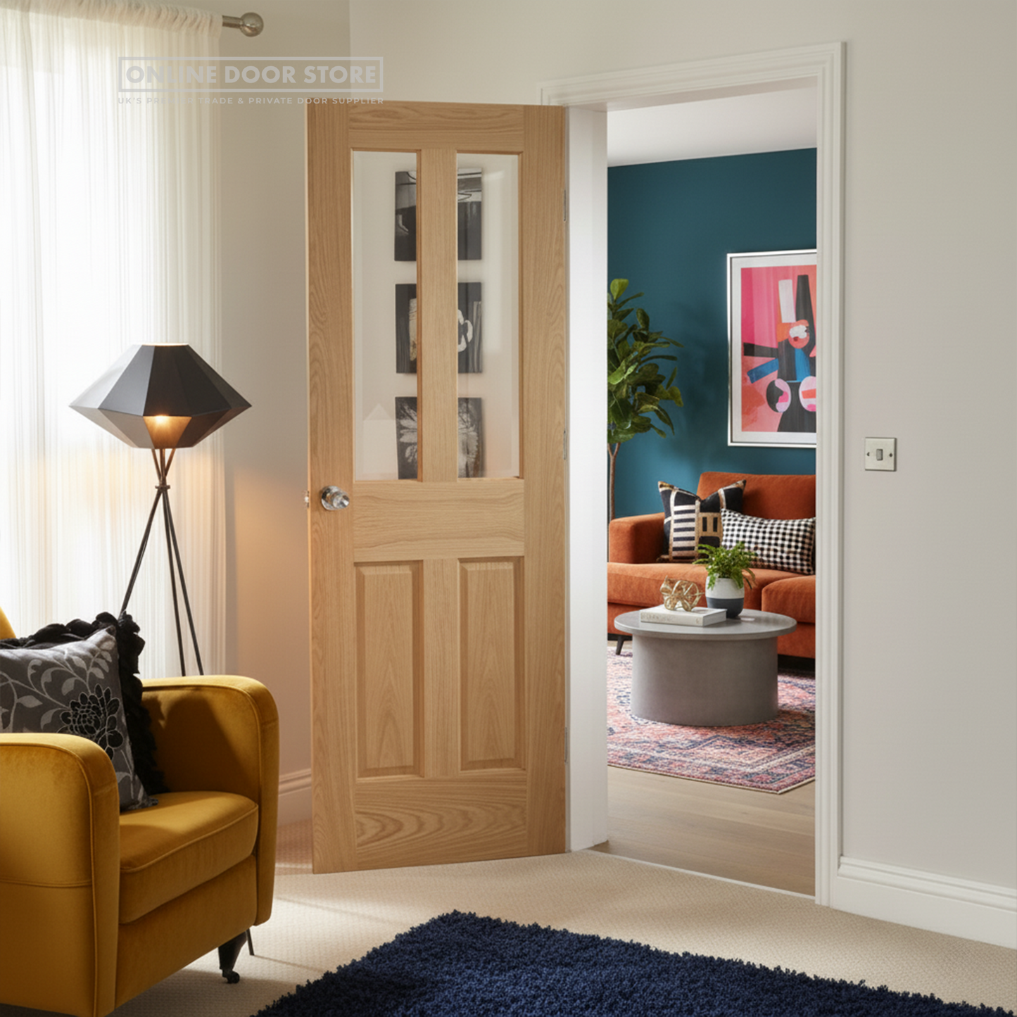 XL Joinery Malton Pre-finished Oak Bevelled Glass Internal Glazed Door