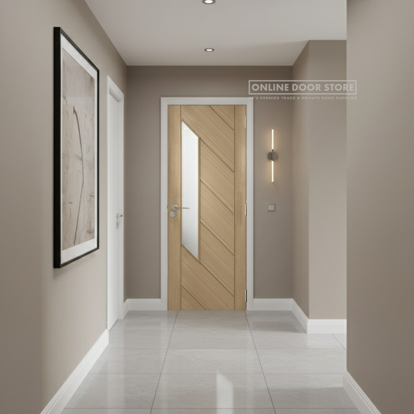 XL Joinery Monza Oak Frosted Internal Glazed Door