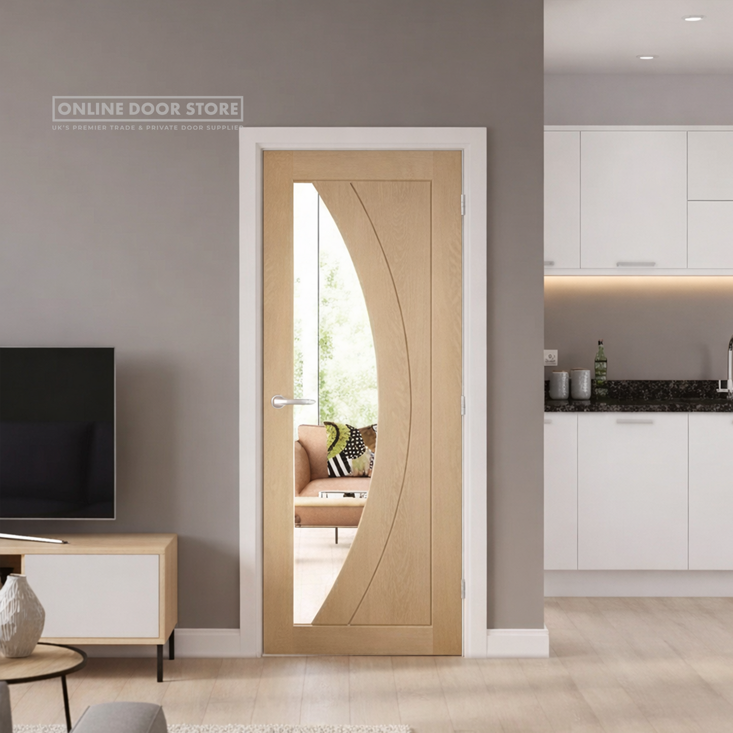XL Joinery Salerno Oak Clear Internal Glazed Door