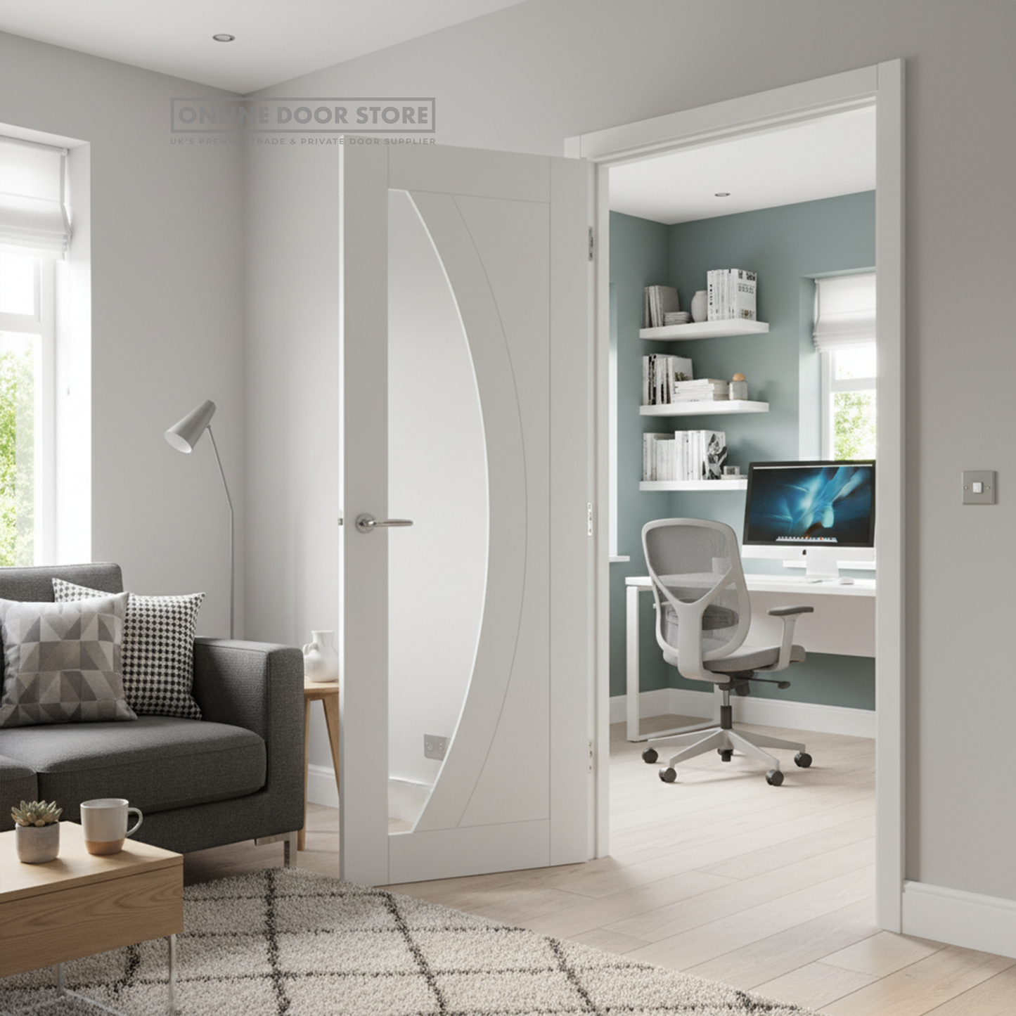 XL Joinery Salerno White Primed Clear Glazed FD30 Fire Door