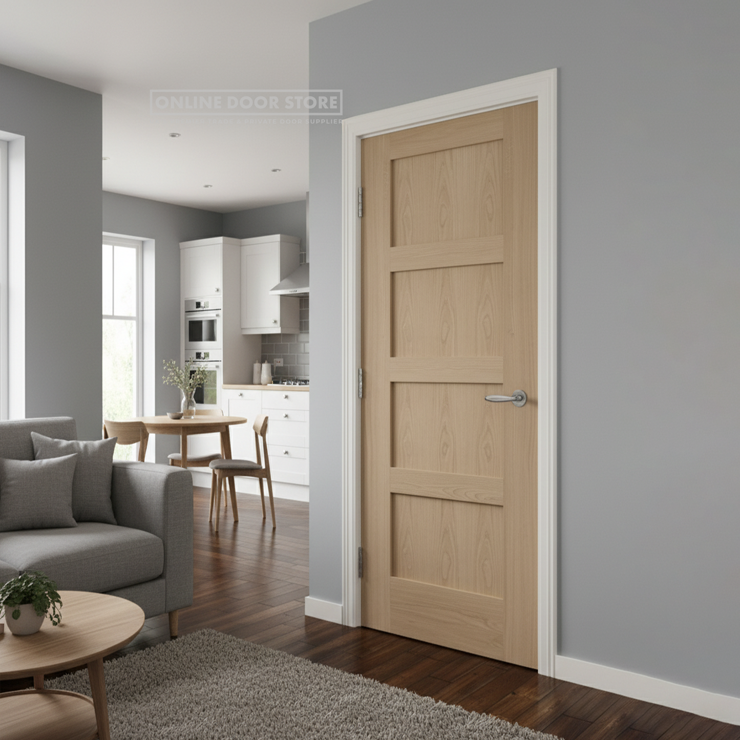 XL Joinery Shaker 4 Panel Oak FD30 Fire Door