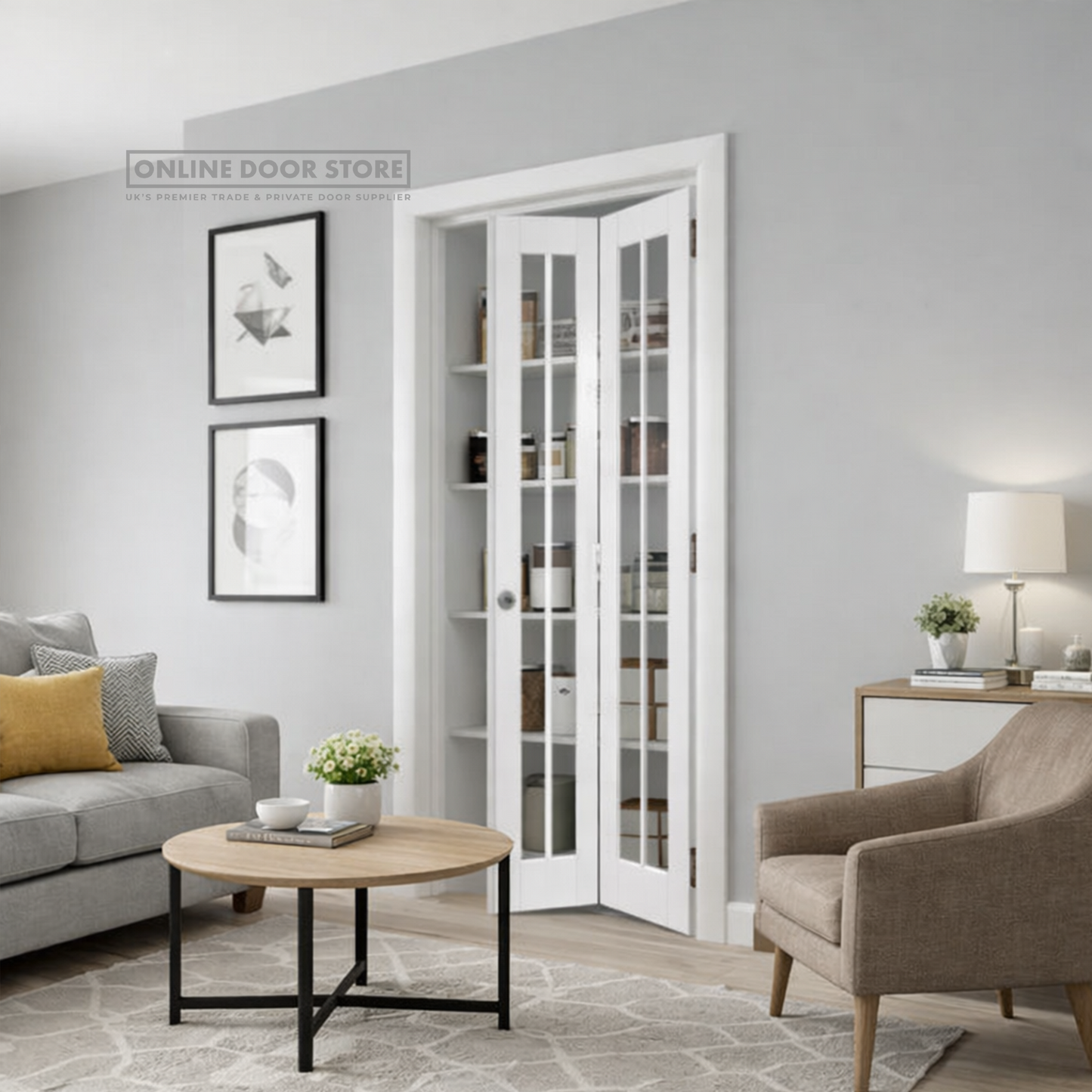 XL Joinery Worcester White Primed Bi-fold Clear Internal Glazed Door