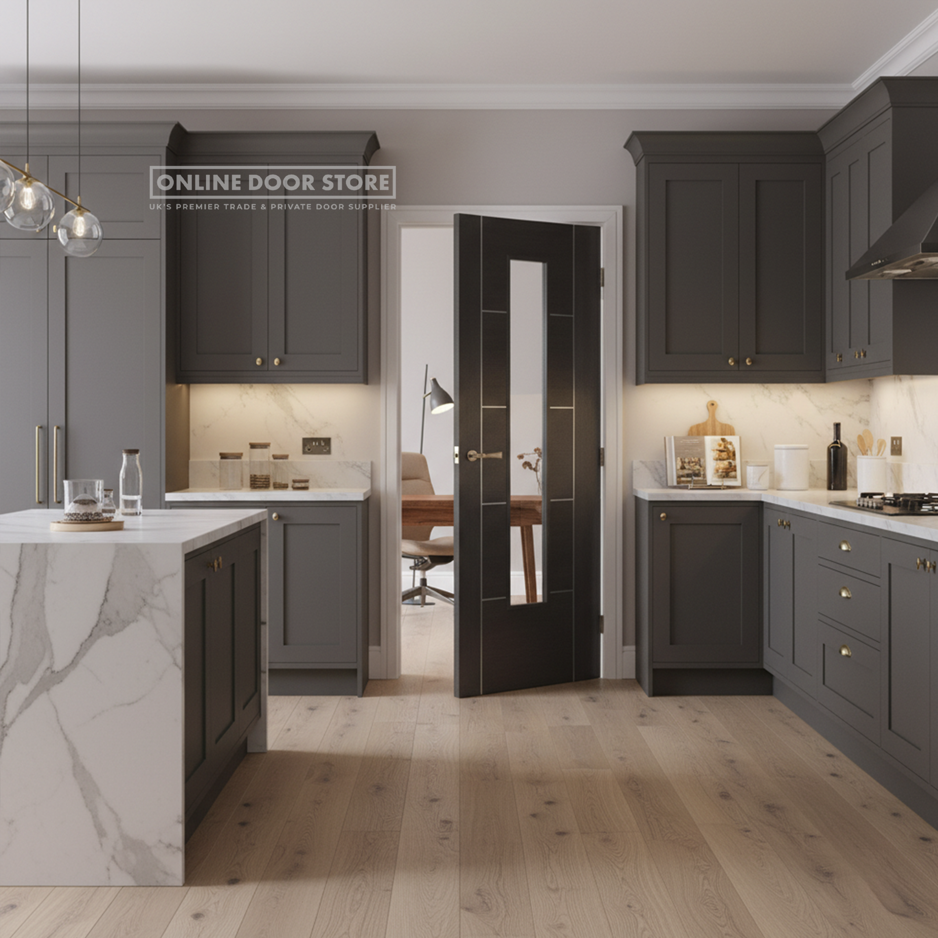 Co-ordinated glazed kitchen door