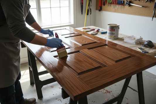 Varnishing a six-panelled door
