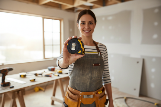 Lady presenting a tape measure