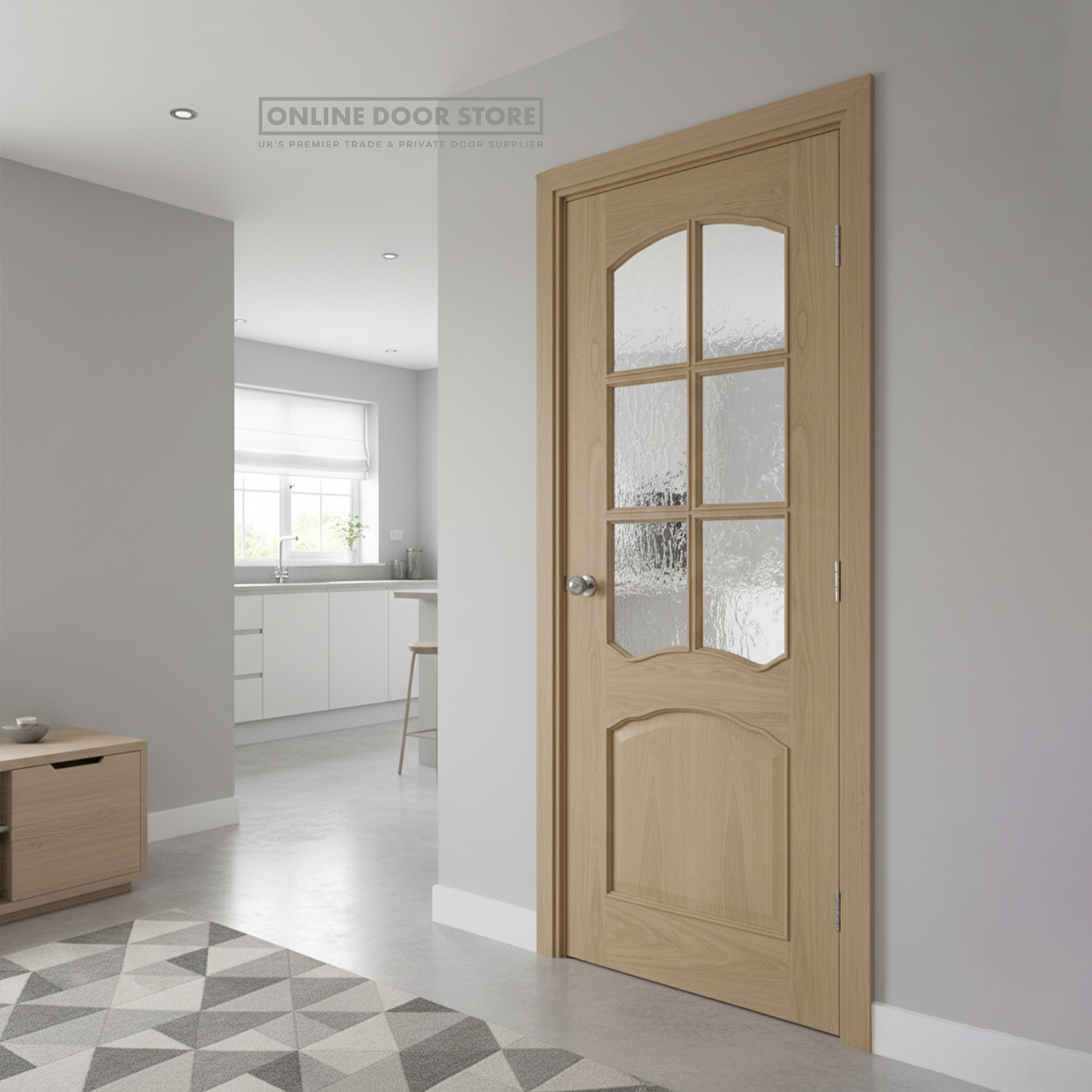 XL Joinery Riviera Oak Bevelled Glass Internal Glazed Door
