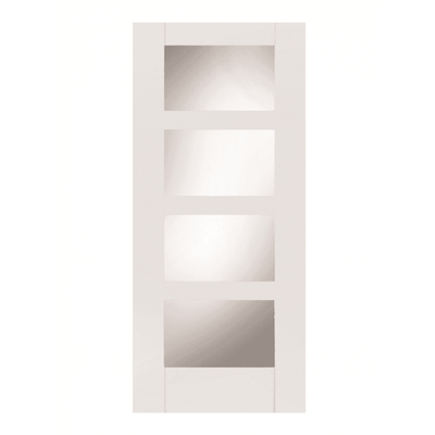 Mendes Contemporary Deluxe White Primed 4 Light Clear Internal Glazed Door