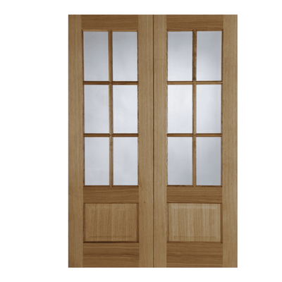 Mendes Hampstead Pre-Finished Oak 6 Light Pair RHPO Clear Internal Glazed Door