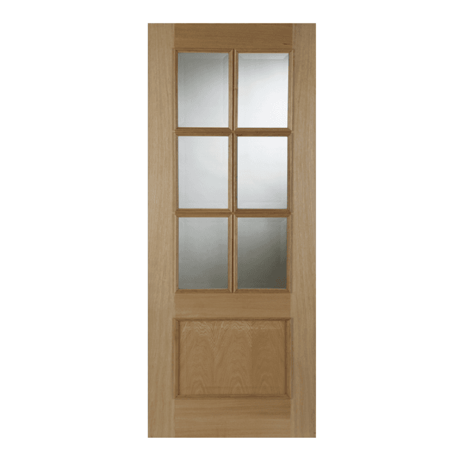 Mendes Iris Raised Moulding Un-Finished Oak 6 Light Clear Glazed FD30 Fire Door
