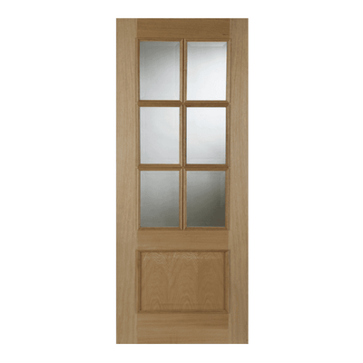Mendes Iris Raised Moulding Un-Finished Oak 6 Light Clear Glazed FD30 Fire Door