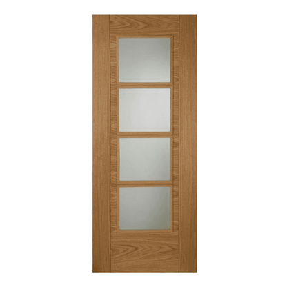 Mendes Iseo Quarter Cut Pre-Finished Oak 4 Light Central Clear Internal Glazed Door