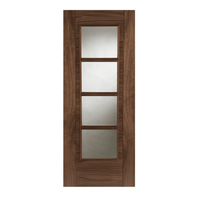 Mendes Iseo Semi-Solid Pre-Finished Walnut 4 Light Clear Internal Glazed Door