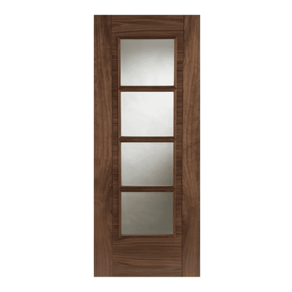 Mendes Iseo Solid Pre-Finished Walnut 4 Light Clear Glazed FD30 Fire Door