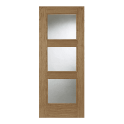 Mendes Madrid Raised Moulding Pre-Finished Oak 3 Light Clear Internal Glazed Door