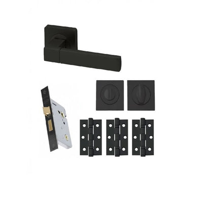 Intelligent Hardware Cube Lever Square Rose in Matt Black RAL9004 - Privacy Pack