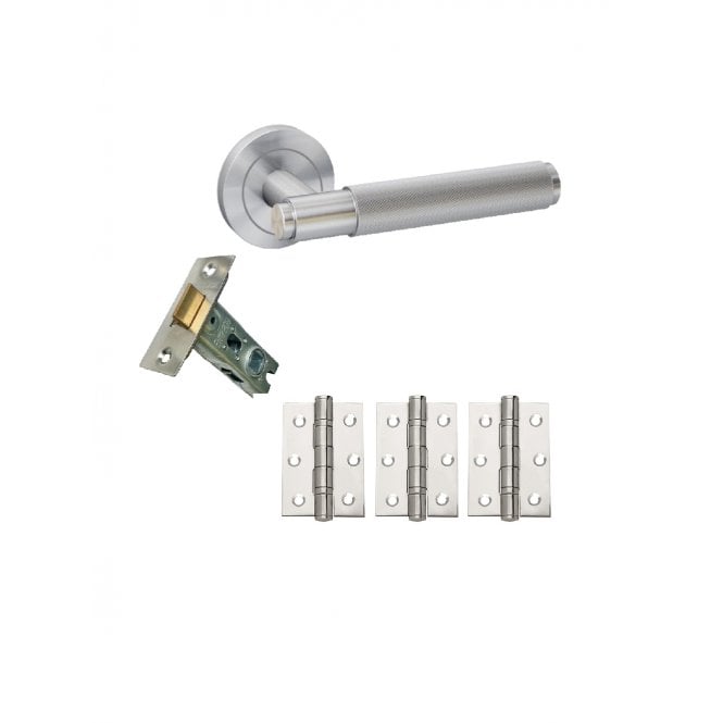 Intelligent Hardware Developer Knurled Lever in Polished Chrome / Polished Chrome on Round Rose - Fire Door Pack