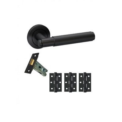 Intelligent Hardware Developer Knurled Lever in RAL9004 Matt Black on Round Rose