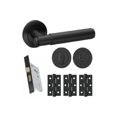 Intelligent Hardware Developer Knurled Lever in RAL9004 Matt Black on Round Rose - Privacy Pack