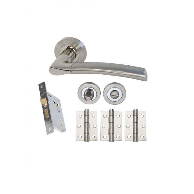 Intelligent Hardware Falcon Developer Lever on Rose in Chrome Plated / Satin Nickel - Privacy Fire Door Pack