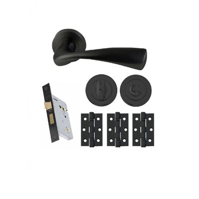 Intelligent Hardware Truro Developer Lever on Rose in Matt Black RAL9004 - Privacy Pack