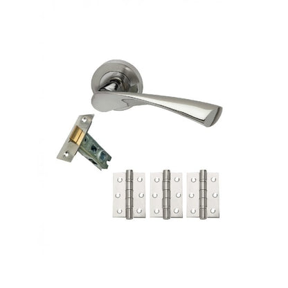 Intelligent Hardware Zeta Developer Lever on Rose in Chrome Plated / Satin Nickel - Fire Door Pack