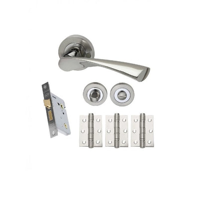 Intelligent Hardware Zeta Developer Lever on Rose in Chrome Plated / Satin Nickel - Privacy Fire Door Pack