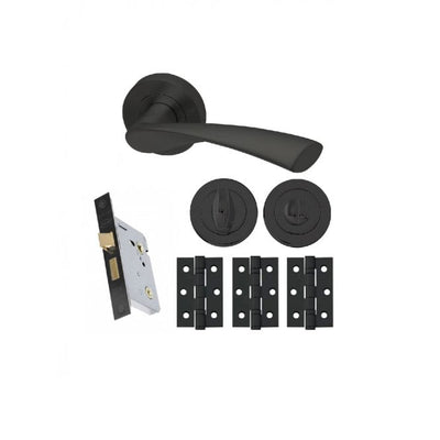 Intelligent Hardware Zeta Developer Lever on Rose in Matt Black RAL9004 - Privacy Pack