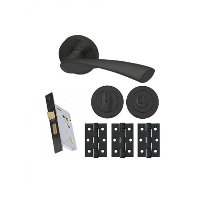 Intelligent Hardware Zeta Developer Lever on Rose in Matt Black RAL9004 - Privacy Pack