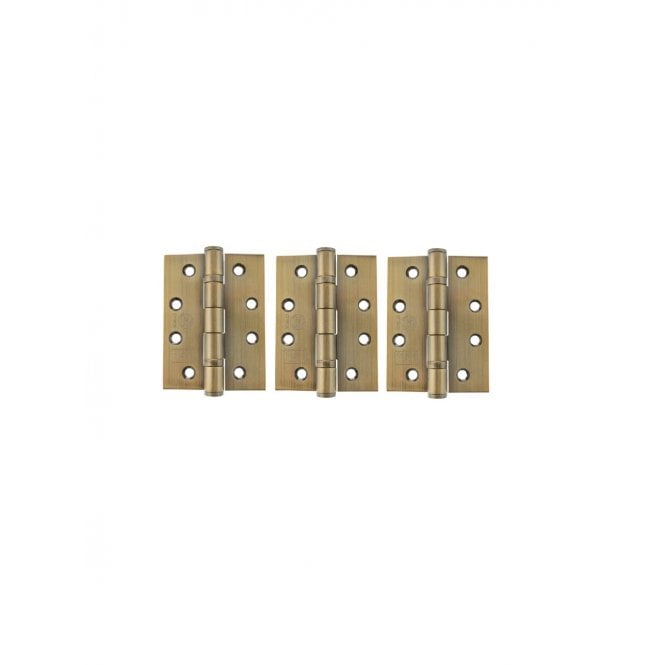 Atlantic Ball Bearing Hinges Grade 13 Fire Rated 4" x 3" x 3mm set of 3 - Antique Brass
