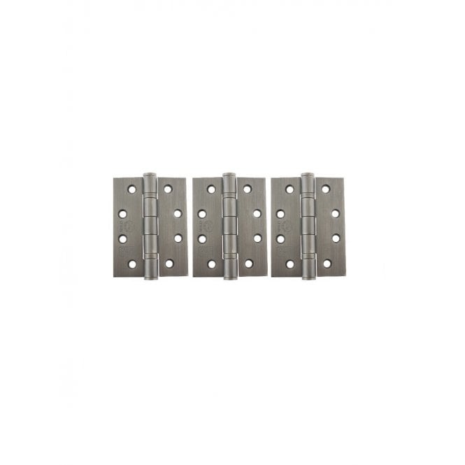 Atlantic Ball Bearing Hinges Grade 13 Fire Rated 4" x 3" x 3mm set of 3 - Matt Gun Metal