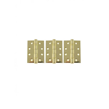 Atlantic Ball Bearing Hinges Grade 13 Fire Rated 4" x 3" x 3mm set of 3 - Polished Brass
