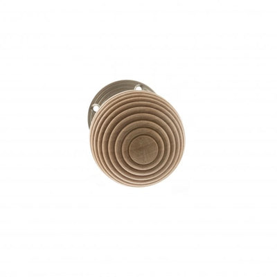 Atlantic Old English Bridlington Wood Reeded Beehive Door Knob on Face Fix Rose - Satin Nickel