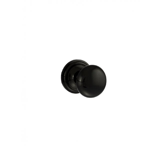 Atlantic Old English Harrogate Solid Brass Mushroom Mortice Knob on Concealed Fix Rose - Black Nickel