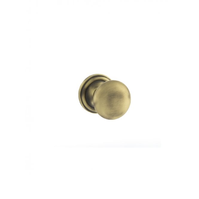 Atlantic Old English Harrogate Solid Brass Mushroom Mortice Knob on Concealed Fix Rose - Matt Antique Brass