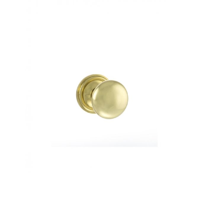 Atlantic Old English Harrogate Solid Brass Mushroom Mortice Knob on Concealed Fix Rose - Polished Brass
