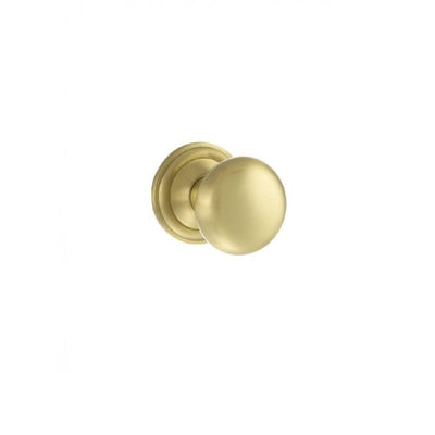 Atlantic Old English Harrogate Solid Brass Mushroom Mortice Knob on Concealed Fix Rose - Satin Brass