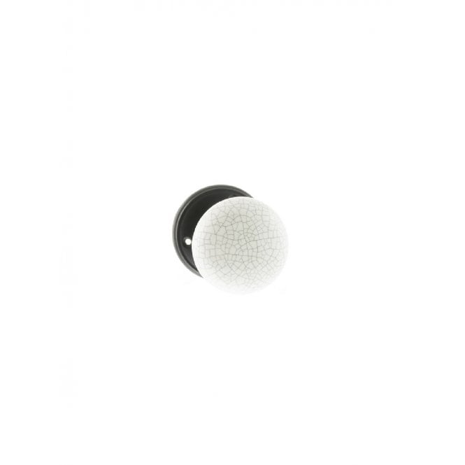 Atlantic Old English Skipton Porcelain White Crackle Door Knob on Face Fix Rose - Matt Black