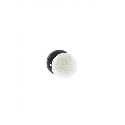 Atlantic Old English Skipton Porcelain White Crackle Door Knob on Face Fix Rose - Matt Black