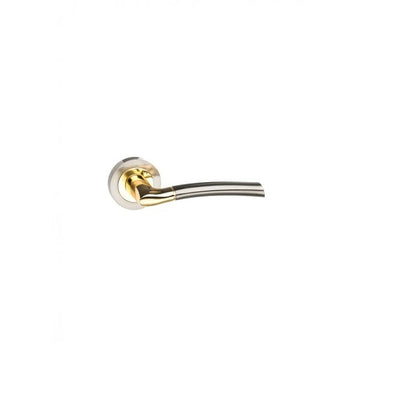 Atlantic Status Indiana Lever on Round Rose - Satin Nickel/Polished Brass