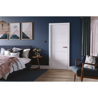 LPD White Moulded Horizontal Four Line FD30 Fire Door