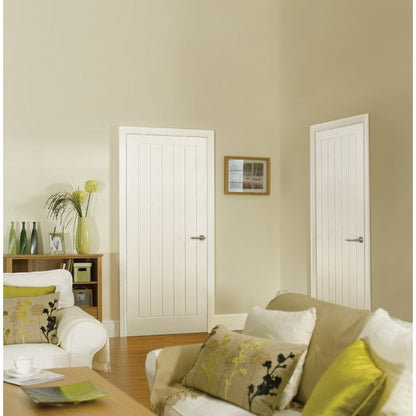 LPD White Moulded Textured Vertical 5P FD30 Fire Door