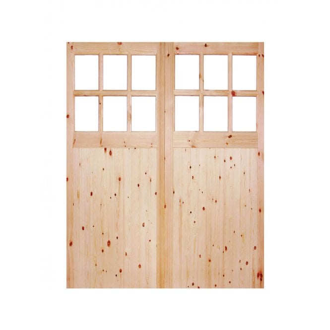 LPD Redwood Single-Glazed Garage Door Pair