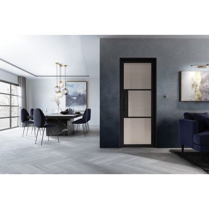 LPD Black Tribeca 3L Reeded Glass Internal Glazed Door