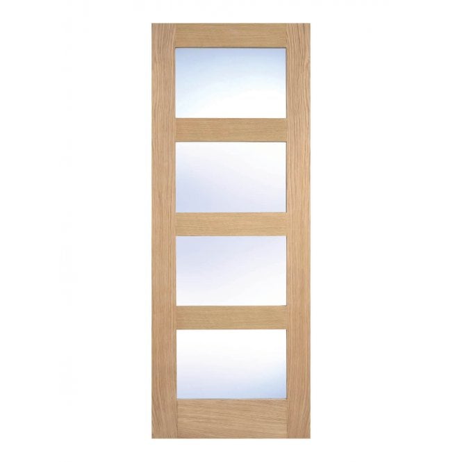 LPD Unfinished Oak-Shaker 4 panel Glazed Door